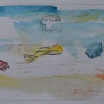 chania skizzen, farbzeichnungen, kreta aquarelle, water color, postkarte, mischtechnik, bleistift, Wasserfarben, Kohle, beaches, crete